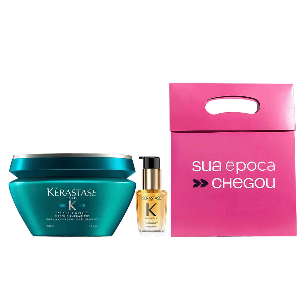 Kit de Natal Kérastase – Máscara + Óleo Capilar + Sacola Presenteável